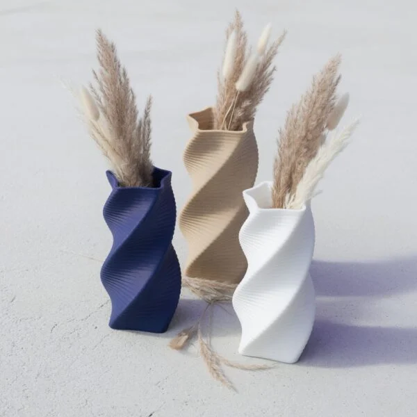 Twisted spiral vase set